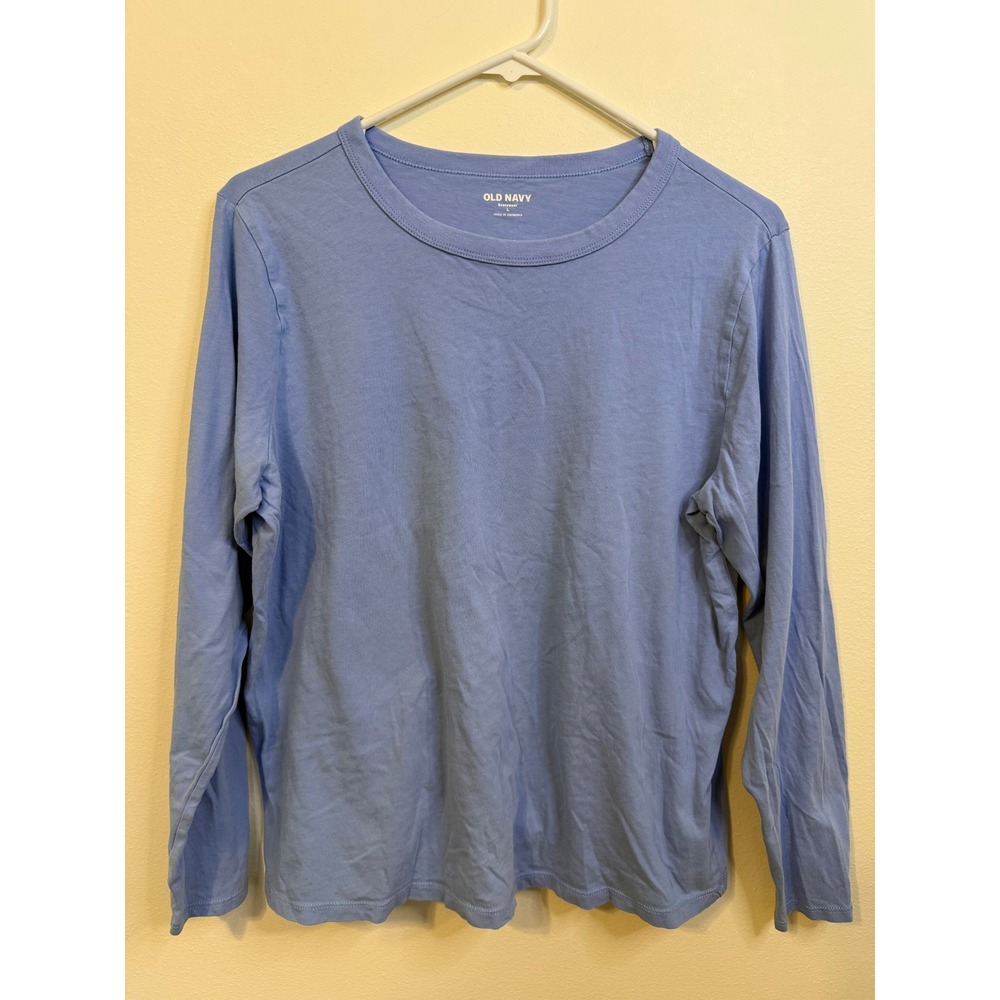 Old Navy Everywear Long Sleeve Tee Womens L Blue Excellent Cotton Crewneck